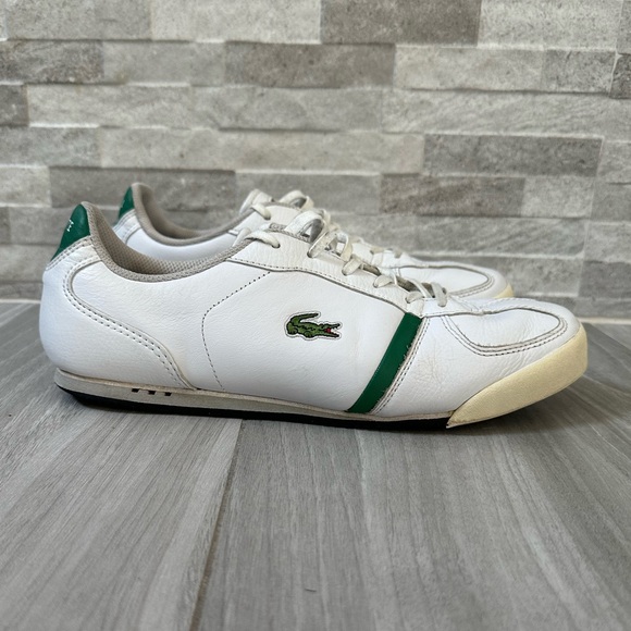 Lacoste Casual Shoes- White with Green- Size 8 Men / 9 Women - Picture 3 of 10